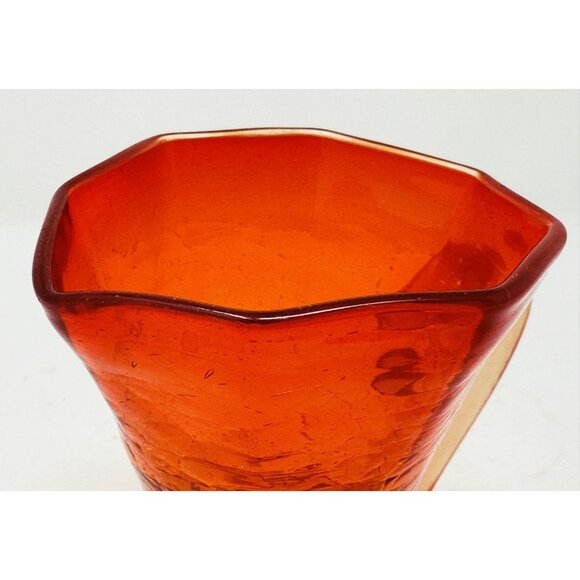 Vtg KANAWHA CRACKLE GLASS AMBERINA 8 Sided Mini Ewer Cruet Pitcher Octogonal - Picture 10 of 10